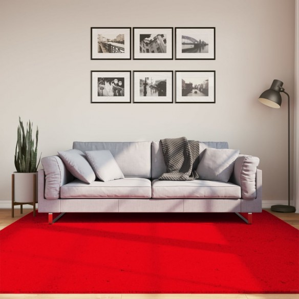 Tapis HUARTE à poils courts doux et lavable rouge 200x200 cm