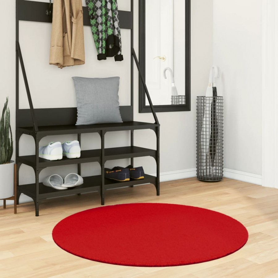 Tapis HUARTE à poils courts doux et lavable rouge Ø 100 cm