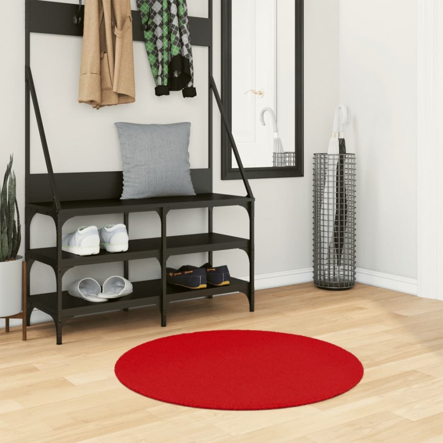 Tapis OVIEDO à poils courts rouge Ø 80 cm