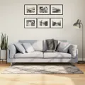 Tapis shaggy à poils longs moderne beige anthracite 80x150 cm