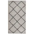 Tapis shaggy à poils longs moderne beige anthracite 80x150 cm