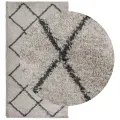 Tapis shaggy à poils longs moderne beige anthracite 80x150 cm