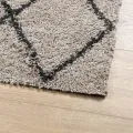 Tapis shaggy à poils longs moderne beige anthracite 80x150 cm