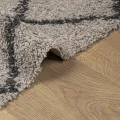 Tapis shaggy à poils longs moderne beige anthracite 80x150 cm