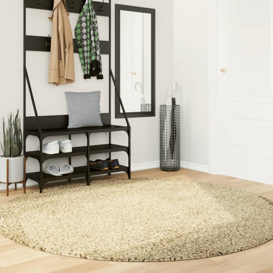 Tapis shaggy à poils longs moderne doré Ø 200 cm