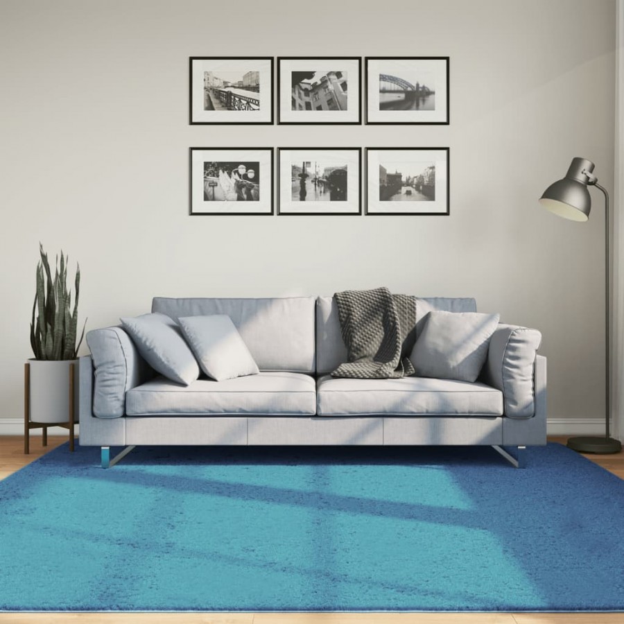 Tapis OVIEDO à poils courts turquoise 200x200 cm