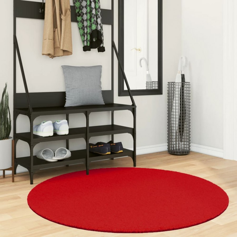 Tapis OVIEDO à poils courts rouge Ø 120 cm