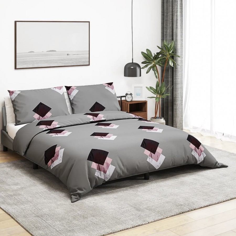 Ensemble de housse de couette Gris 140x200 cm Coton