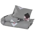 Ensemble de housse de couette Gris 140x200 cm Coton