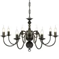 Lustre en métal noir antique 8 x E14 ampoules
