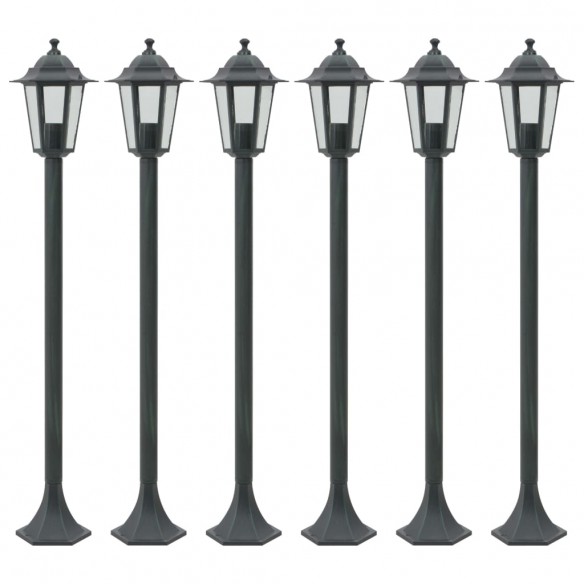 Lampe de jardin à piquet 6 pcs E27 110 cm Aluminium Vert foncé