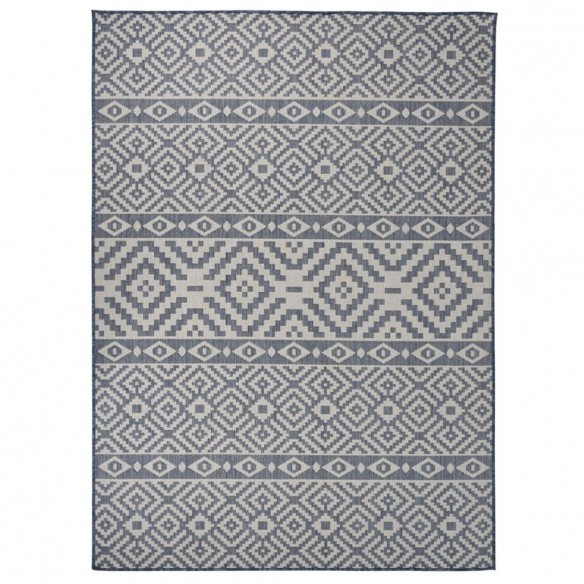 Tapis à tissage plat d'extérieur 200x280 cm Rayures bleues