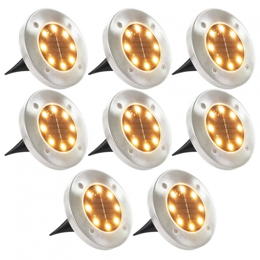 Lampe solaire au sol 8 pcs Lumières LED blanches chaudes