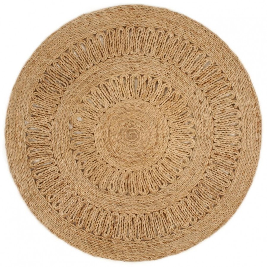 Tapis Jute tressé à la main 90 cm Rond