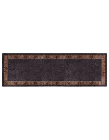 Tapis lavable antidérapant 80x300 cm Noir et doré