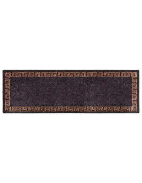 Tapis lavable antidérapant 80x300 cm Noir et doré