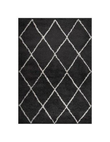 Tapis shaggy à poils longs Crème et anthracite 160x230 cm