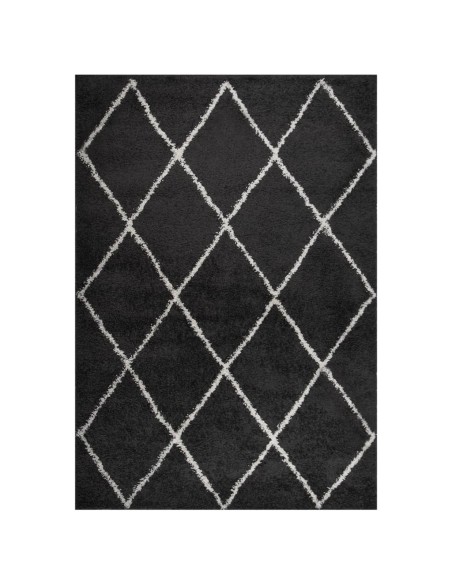 Tapis shaggy à poils longs Crème et anthracite 160x230 cm