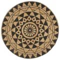 Tapis fait à la main Jute avec imprimé noir 150 cm
