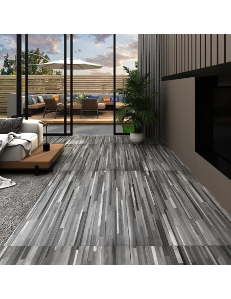 Planche de plancher PVC autoadhésif 5,21 m² 2 mm Gris rayé