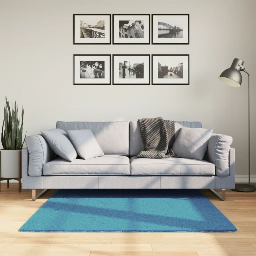 Tapis OVIEDO à poils courts turquoise 120x120 cm