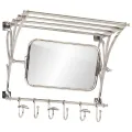 Porte-bagages avec cintres et miroir mural aluminium