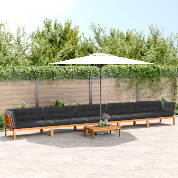 Salon palette de jardin avec coussins 6pcs bois d'acacia massif