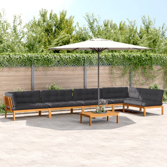 Salon palette de jardin avec coussins 6pcs bois d'acacia massif