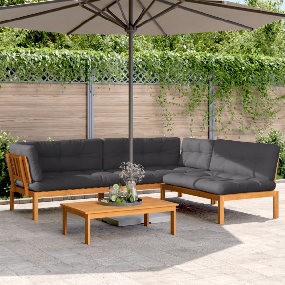 Salon palette de jardin avec coussins 4pcs bois d'acacia massif