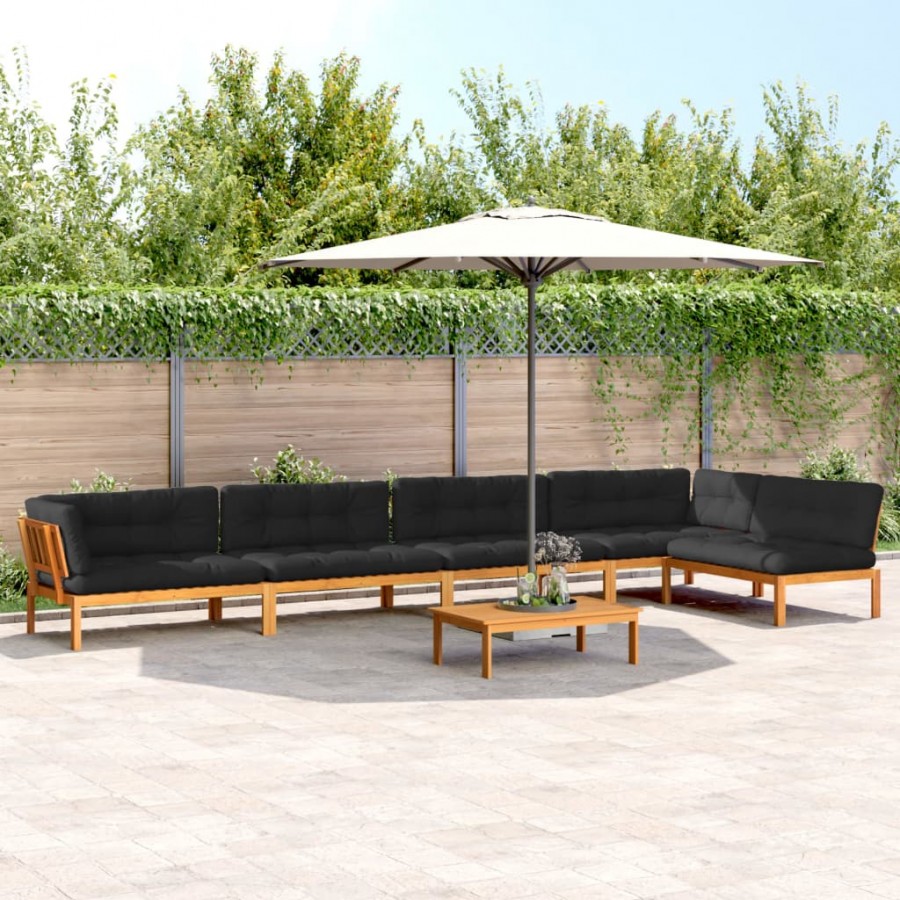 Salon palette de jardin avec coussins 6pcs bois d'acacia massif