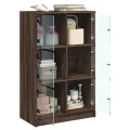 Buffet haut avec portes chêne marron bois d'ingénierie