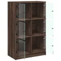 Buffet haut avec portes chêne marron bois d'ingénierie