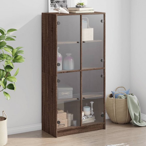 Buffet haut avec portes chêne marron bois d'ingénierie