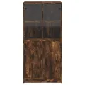 Buffet haut avec portes chêne fumé 68x37x142 cm bois ingénierie