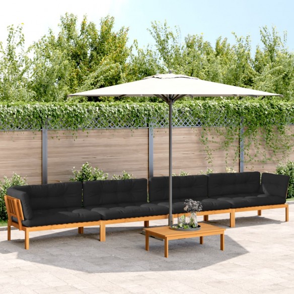 Salon palette de jardin avec coussins 5pcs bois d'acacia massif