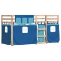 Lit superposé avec rideaux bleu 75x190 cm bois pin massif