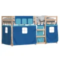 Lit superposé avec rideaux bleu 75x190 cm bois pin massif