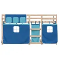 Lit superposé avec rideaux bleu 75x190 cm bois pin massif
