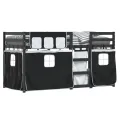 Lit superposé avec rideaux blanc/noir 90x200 cm bois pin massif