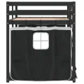 Lit superposé avec rideaux blanc/noir 90x200 cm bois pin massif
