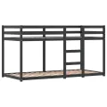 Lit superposé avec rideaux blanc/noir 90x200 cm bois pin massif