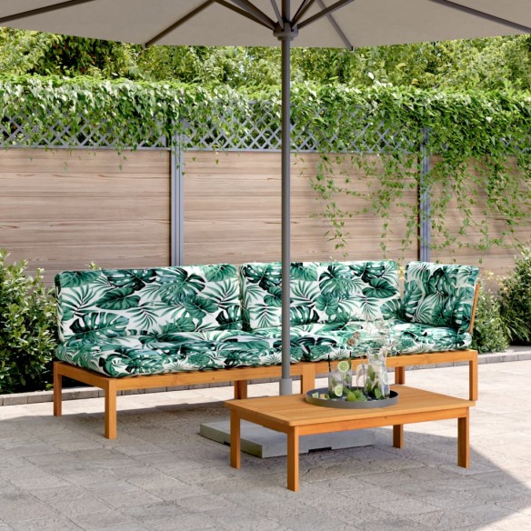 Salon palette de jardin avec coussins 3pcs bois d'acacia massif