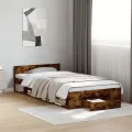 Cadre de lit et tiroir chêne fumé 90x200 cm bois d'ingénierie