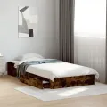 Cadre de lit et tiroirs chêne fumé 90x200 cm bois d'ingénierie