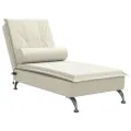 Chaise longue de massage avec traversin crème velours