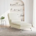 Chaise longue de massage avec traversin crème velours