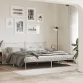 Cadre de lit métal avec tête de lit blanc 200x200 cm