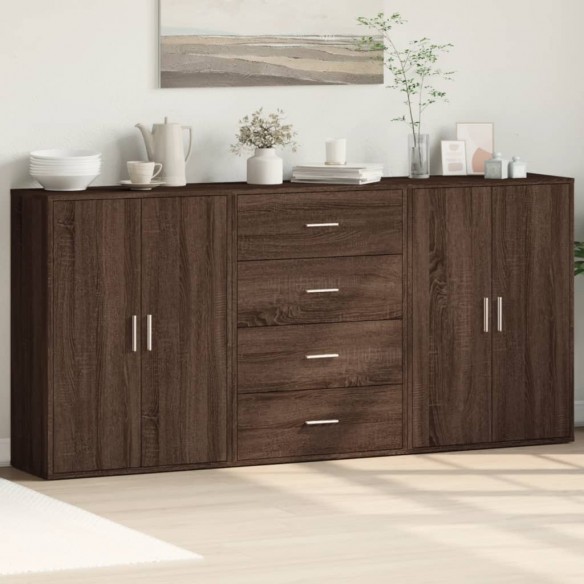 Buffets 3 pcs chêne marron 60x31x84 cm bois d'ingénierie