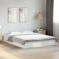 Cadre de lit blanc 150x200 cm bois d'ingénierie