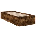 Cadre de lit chêne fumé 75x190 cm bois d'ingénierie